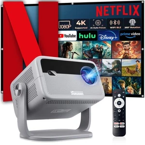 【Netflix Officially Licensed & Auto Image Set-up】Smart Projector with WiFi an... - Picture 1 of 9