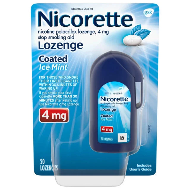 Nicorette 4mg Nicotine Lozenges for Smoking Cessation (Ice Mint) - 20 Count