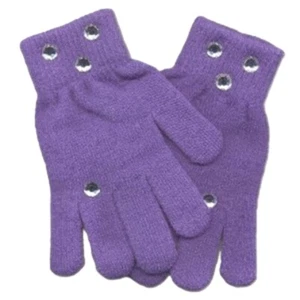 Fancy Dressy Stretch PURPLE GLOVES Winter Holiday with Rhinestone Gems-ONE SIZE - Picture 1 of 2