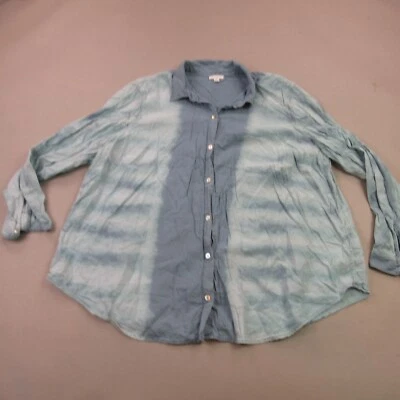 Camisa J Jill Mujer 2X Manga Larga Botón Delantero Exterior Azul Ligera Foto 1 de 4