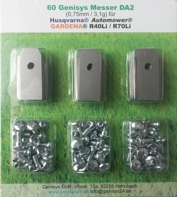 60 Ersatz-Messer Qualitäts-Klingen Husqvarna Automower 450X 0,75mm + Schrauben - Bild 1 von 2