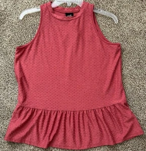 W5 NWT  sleeveless ruffled Bottom Salmon Color Blouse Top small Dotted Textured - Picture 1 of 5