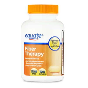 Equate Fiber Therapy Methylcellulose Caplets, 500 mg, 100 Count - Picture 1 of 9