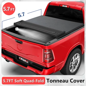 Soft Quad-Fold Tonneau Cover Truck Bed for 2009-2025 Ram 1500 5.7FT 67.4inch - Picture 1 of 11