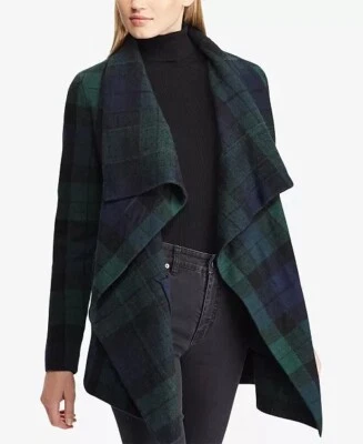 Suéter LAUREN Ralph Lauren Cuello Chal Cuadros Lana Merino Para Mujer Talla S Foto 1 de 4