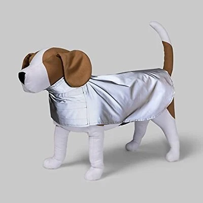Chaqueta reflectante plateada/gris cuello embudo perro (X-grande) Foto 1 de 4