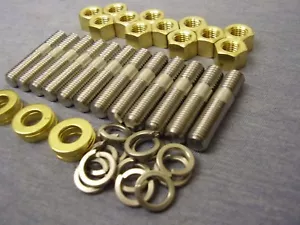 Ford Essex V6 STAINLESS STEEL Exhaust Manifold STUD, BRASS Nut & Washer Kit (12) - Picture 1 of 7