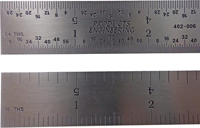 Made in USA PEC 6" Rigid Stainless Steel 4R Machinist Engineer Ruler,,,,,,,,, - Image 1 of 4
