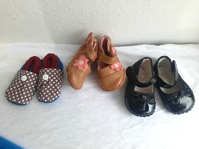 Soft Sole Size 2, 3-6 Months Set of 3 Baby Shoes Moccasin's, Manry Janes, Denim - Image 1 of 4