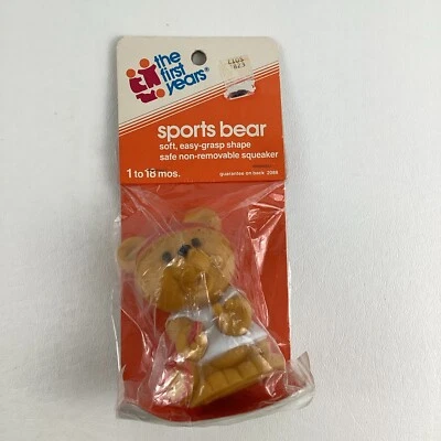 The First Years 运动熊柔软易抓 Squeaker 婴儿玩具 复古 1983 — 第 1/4 张图片