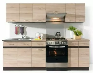 Modern Kitchen Cabinets Cupboards 7 Unit Set Oak Wenge Wall Base Storage Junona - Picture 1 of 14