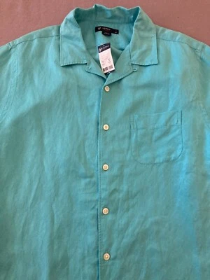 Men's DANIEL CREMIEUX Aqua Blue S/S Silk Linen Shirt Medium M $75 NEW NWT - Image 1 of 4