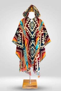 Ecuador Alpaca Wool Unisex Hooded Poncho (SAM-21) - Picture 1 of 4