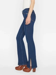 Pantalones de mezclilla con dobladillo dividido cosido corte bootcut Le Mini con marco 27 4 6 Majesty $258 - Imagen 1 de 14