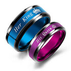 2PCS Her King His Queen Couple Rings Stainless Steel Wedding Promise Band #5-13
