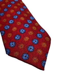 ERMENEGILDO ZEGNA 100 % Seide Krawatte - rot mit hellblauen Kreisen  - Bild 1 von 5