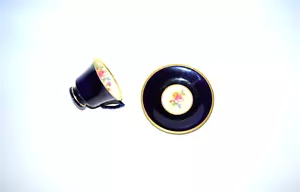 ANTIGUO CENTRO FLORAL SIRACUSA AZUL MARFIL COBALTO taza de café y platillo envío gratuito - Imagen 1 de 6