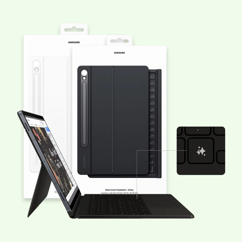Original Samsung Galaxy Tab S10 FE/S9/S9 FE Book Cover Keyboard AI Key EF-DX725 - Image 1 of 1