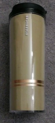 Starbucks Tall Travel Tumbler Bronze Trim Insulated Plastic 16 Oz Flip Lid 2012 - Image 1 of 4