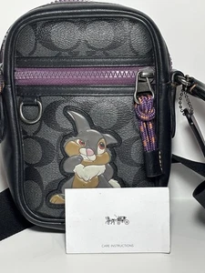 COACH x Disney Thumper Nord/Sud Cerniera Tracolla Nera Firma Ottima - Foto 1 di 8