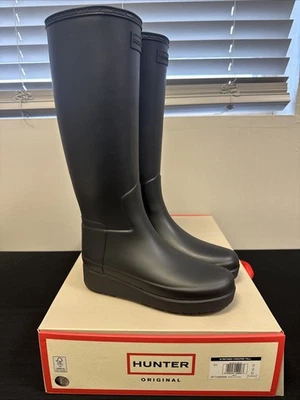 Hunter Original Refined Creeper Botas de Lluvia Altas Negras Mate Talla 6 NUEVAS Foto 1 de 4