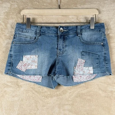 L.e.i. Pantalones Cortos Denim Ashley Lowrise Junior Floral Patchwork Boho Festival Talla 7 Foto 1 de 4