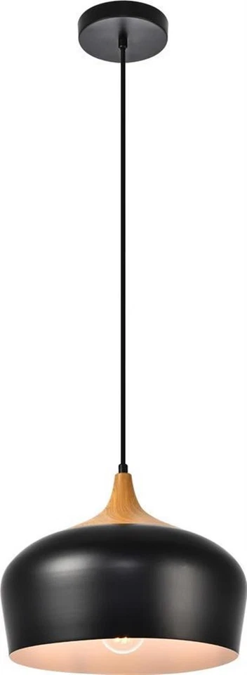 Nora Pendant Light: Black and Wood Sophistication - Image 1 of 1