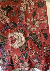 Tela de muebles florales vintage inglesa JH Thorp Palampore Indiane ~ rojo ladrillo - Imagen 1 de 9