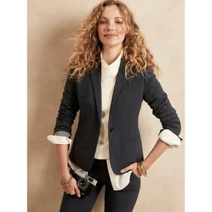 NWT Banana Republic Classic-Fit Washable Italian Wool-Blend Blazer Sz 6T Navy - Bild 1 von 7