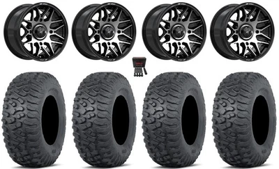 MSA Radar 14" Wheels Black/Mach 28" Terra Hook Tires Yamaha Viking Wolverine - Image 1 of 4