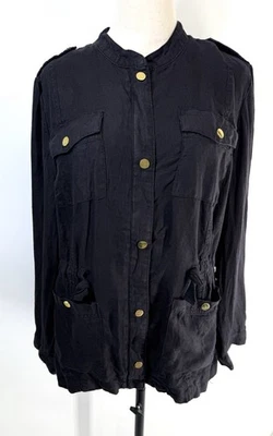 Chico’s Black Linen Utility jacket size 2 Large - Image 1 of 4