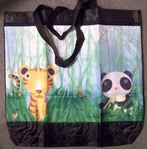 BOLSO DE MANO - TIGRE Y PANDA NEGRO NAILON - REUTILIZABLE LLEVAR TODAS LAS COMPRAS BOLSO DE MANO - Imagen 1 de 1