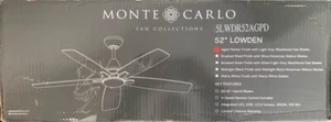 Monte Carlo 52" Lowden Ceiling Fan Aged Pewter Finish 5LWDR52AGPD - Picture 1 of 2