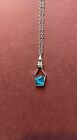 Silver Bottle With Light Blue Heart Necklace Valentines Gift