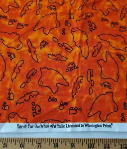 Halloween Fabric Ride At Your Own Whisk Pat Yuille Ghosts Boo Orange 1/2 Yd - Picture 1 of 4