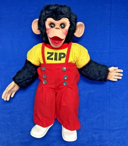 1950s Plush Zip The Monkey 20” Red Pants Yellow Shirt Rushton Co - Picture 1 of 16