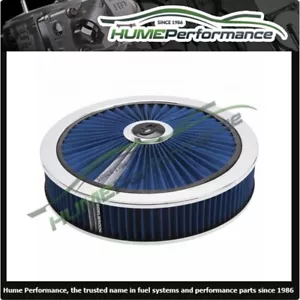 EDELBROCK AIR CLEANER 14" X 3" HOLLEY 4150/4160 FILTER ASSEMBLY BLUE ED43661 - Picture 1 of 2