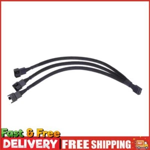 4 pin PWM Fan Cable 1 to 3 ways Splitter Black Sleeved Extension Cable ~ - Bild 1 von 7