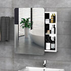 66x46cm Curved Bathroom Storage Cabinet w/ Sliding Mirror Door 3 Shelves