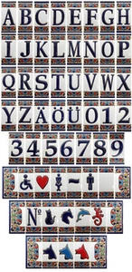 Keramik Hausnummer Zahlen Ziffern Buchstaben Symbole Kacheln Fliesen 3,5 x 7,4cm - Bild 1 von 76