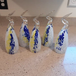 Set of 5 Bavai Hand Blown Italian Venetian Art Glass Pendant Lights Twist - Picture 1 of 11