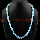 Natural 20 Inches 8mm Long Blue Chalcedony Round Beads Necklace
