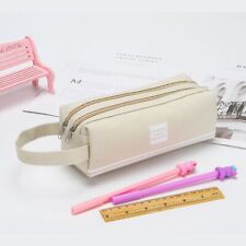 Pencil Case Kid Stationery Portable Canvas School Supply Storage Double Layer