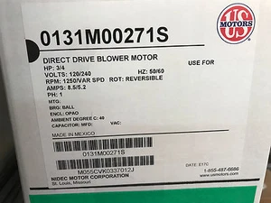 goodman amana US Motors 0131M00271S Blower Motor 3/4HP 120/240V 1250RPM 50/60Hz - Picture 1 of 1