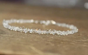 "Brazalete de piedras preciosas de cuarzo con diamantes Herkimer de 3-4 mm superior natural 7" - Imagen 1 de 10