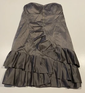 Ladies size 12 Grey silver strapless frill ruffle party  dress Honey & BEAU A130 - Picture 1 of 6