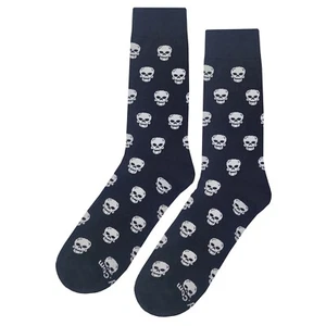 NWT Skull Dress Socks Novelty Men 8-12 Black Crazy Fun Sockfly - Picture 1 of 4