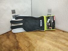 Ryobi Premium Leather Gardening Gloves, Size Medium. Grey/White. Deluxe. RAC810M