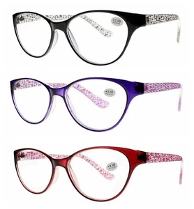 Damen Retro Katzenauge schwarz braun lila rot Leseglas +1,0~+4,0 4,5 5,5+6,0 - Bild 1 von 32