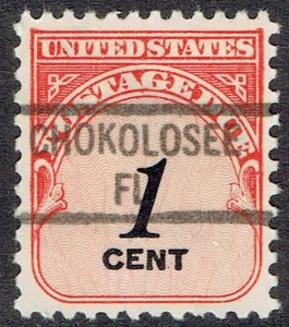 1959 1c Postage Due precancel ERROR fCHOKOLOSKEE FL J80-841 A real beauty! - Picture 1 of 1